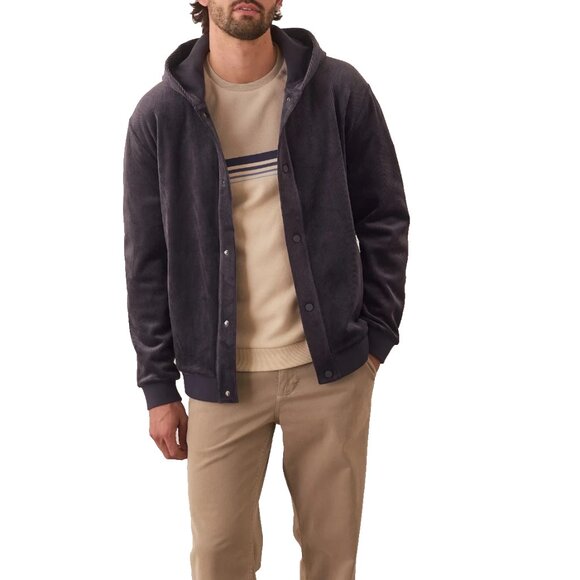 Marine Layer Other - Marine Layer Cord Velour Snap Hoodie Jacket Men Size XL Gray/Charcoal